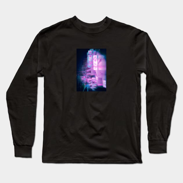 Neon Tokyo Street Long Sleeve T-Shirt by opticpixil